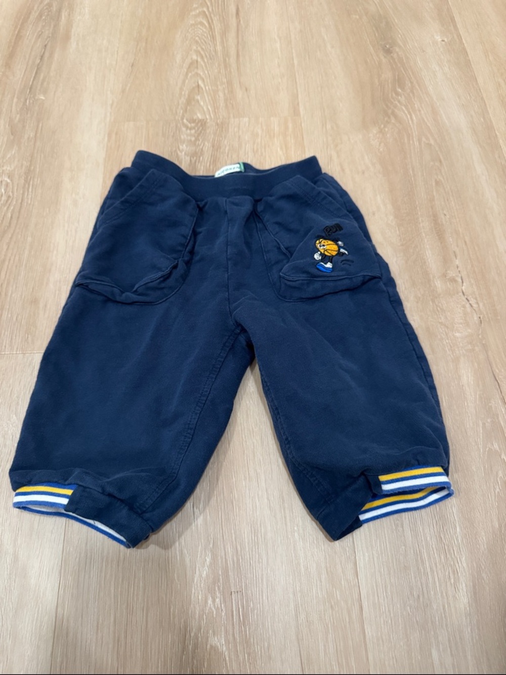 Navy Kids Jogger Sweatpants with Stripe Cuffs